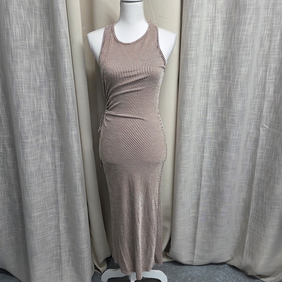 Caution To The Wind Dresses & Skirts - Caution To The Wind Beige and White Striped Sleeveless Maxi Dress
